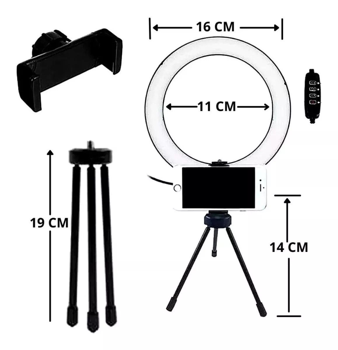 Iluminador Ring Light 6 Polegadas Com Suporte P/ Celular