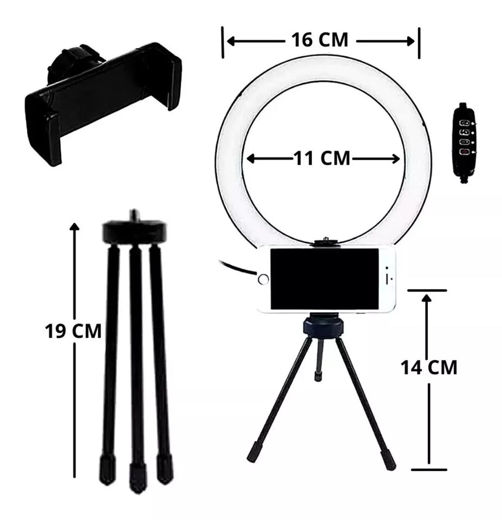 Iluminador Ring Light 6 Polegadas Com Suporte P/ Celular