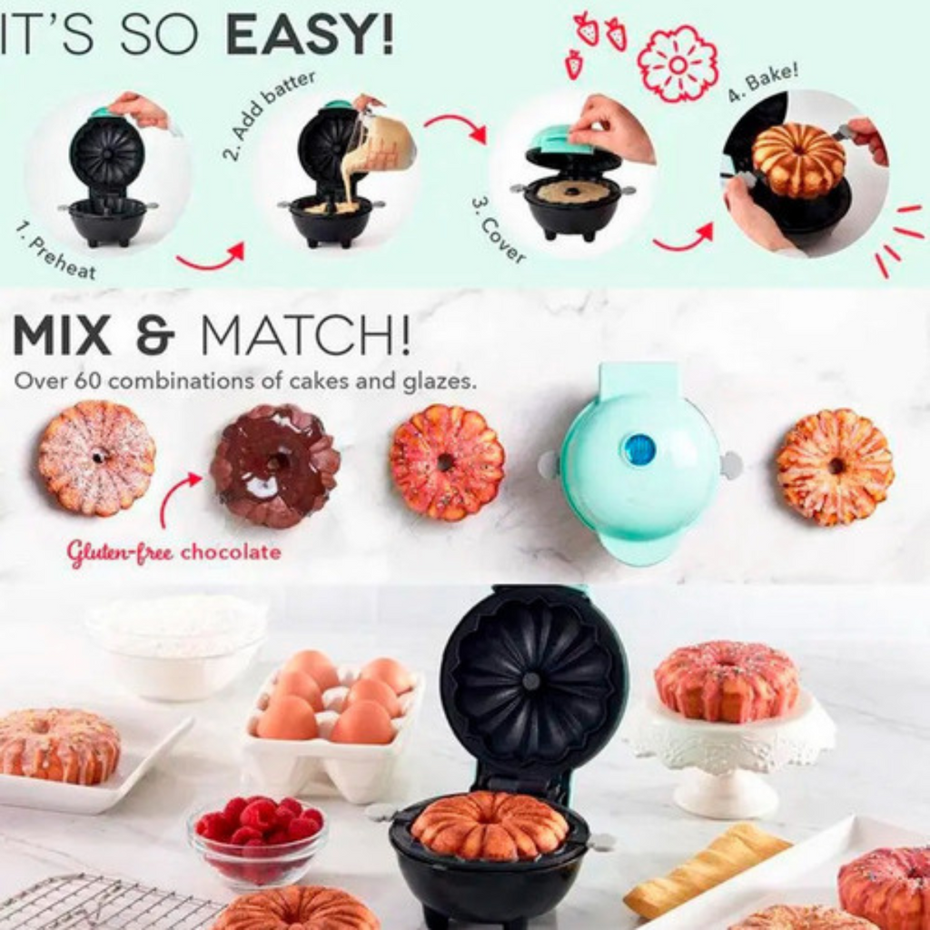 Máquina De Fazer Bolos Antiaderente Compacta Mini Bolo Cake Elétrica