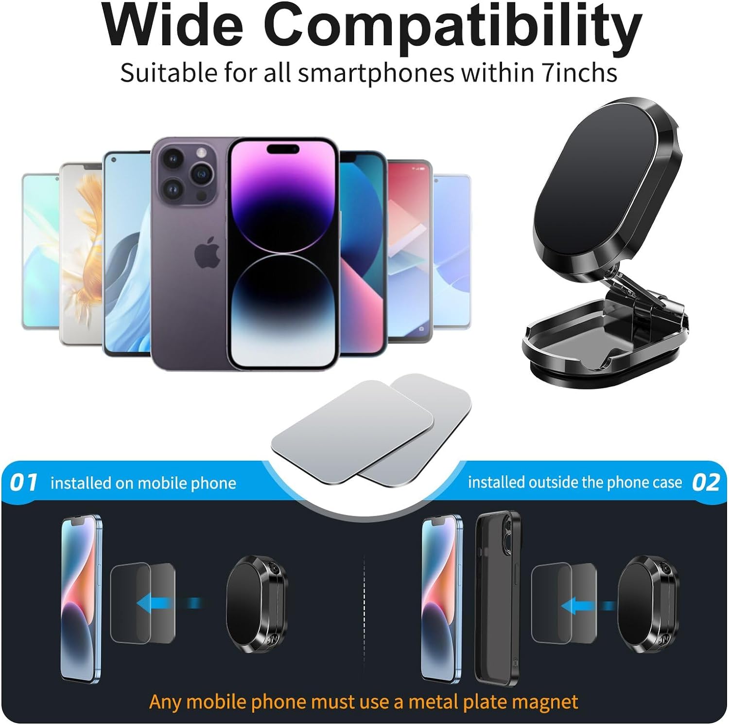 Suporte Magnético Dobrável De 360° Para Celular Para Carro