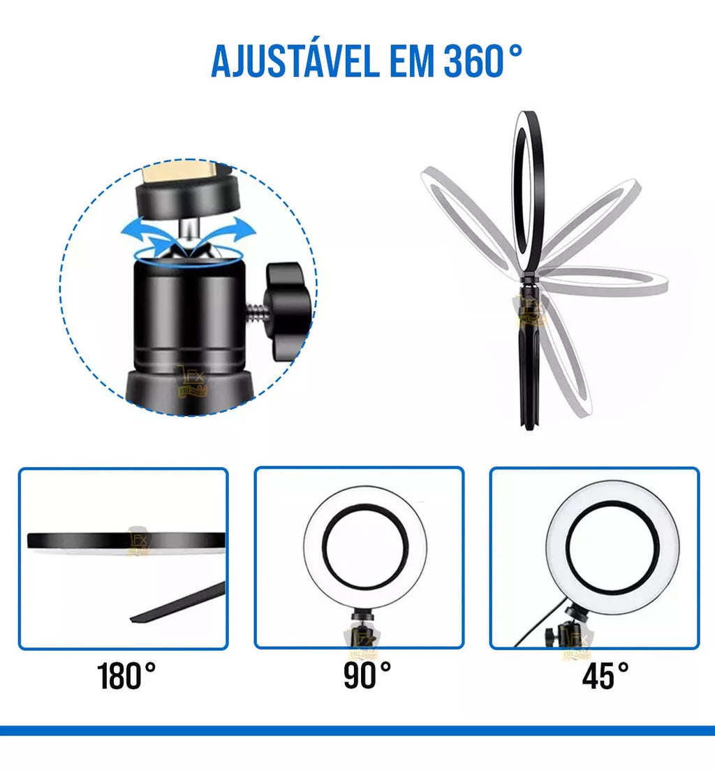 Iluminador Ring Light 6 Polegadas Com Suporte P/ Celular