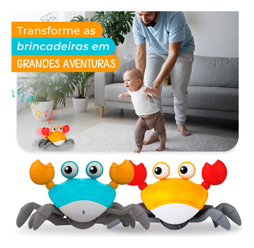 Caranguejo Fujão Brinquedo Sr Joe Toca Musica Sensor Bebê